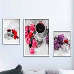 SAF White & Pink 3 Pieces Framed Modern Wall Art-image-83