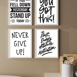 Art Street White & Black 4 Pieces Motivational Quotes Wall Arts-image-94