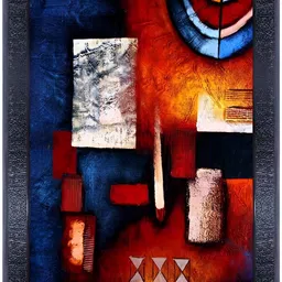PnF Black & Red Wooden Abstract Painting Wall Art-image-98