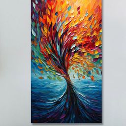 SAF Blue & Orange Colored Abstract Painting Wall Art-image-25