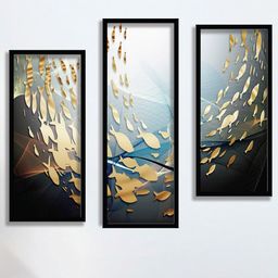 SAF Blue & White 3 Pieces Painting Fish Wall Art-image-80