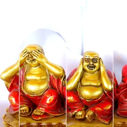 Inephos Yellow & Red 4 Piece Canvas Religious Wall Paintings-image-84