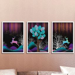 SAF Purple & Green 3 Pieces Painting Wall Art-image-49