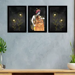 WENS Black & Brown 3 Pieces Synthetic Wooden Religious Paintings Wall Art-image-82