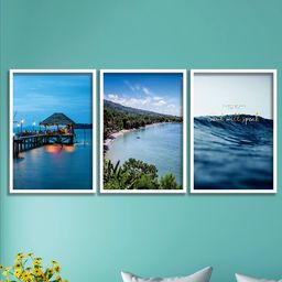 SAF Blue & Green 3 Pieces Modern Art Painting Wall Arts-30
