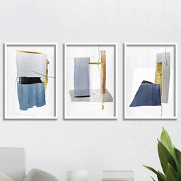 SAF Blue & White 3 Pieces Abstract Painting Wall Arts-image-89