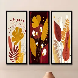 WENS Black & White 3 Pieces Floral and Botanical Painting Wall Art-image-19