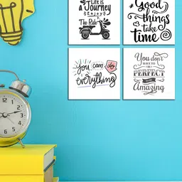 WENS Set of 4 Black & White Inspirational Quotes Wall Panels-6