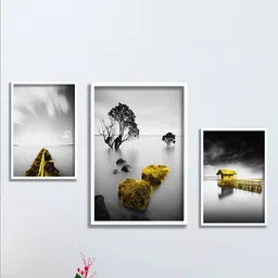 SAF White & Grey 3 Pieces Framed Wall Art-image-44