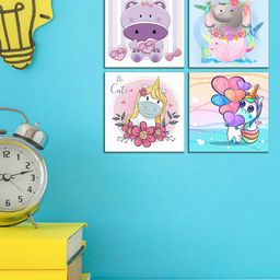 WENS Set of 4 Purple and Pink Cute Cartoon Wall Panels-image-93