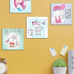 WENS Set of 4 Blue and Pink Cute Cartoon Wall Panels-9