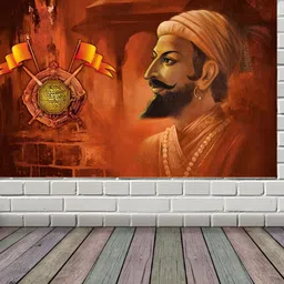 British Terminal Orange & Black Chattrapati Shivaji Maharaj Printed Wall Sticker-picture-25