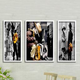 SAF Black & White 3 Pieces Romantic Kids Couples UV Coating Wall Painting-image-19