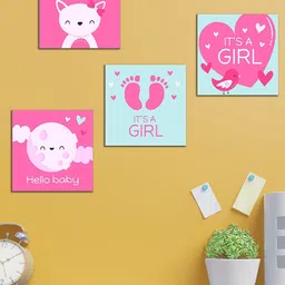 WENS Set of 4 Pink Baby Girl Wall Panels-29