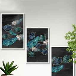 SAF Black & Blue 3 Pieces Framed Modern Art Painting Wall Art-image-102