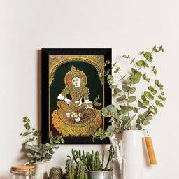 SAF Black & Yellow Maa Annapoorna Religious Wall Art-image-54