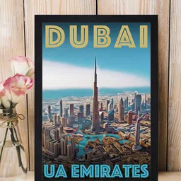 Gallery99 Blue & Brown Burj Kalifha Printed Framed Wall Art-image-43