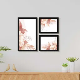 999Store Brown & White 3 Pieces Floral Water Color Modern Art Painting Wall Art-image-38