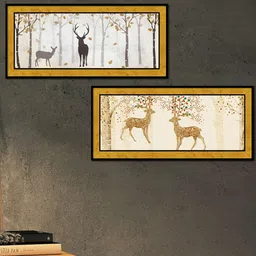Art Street Beige 2 Pieces Deer Printed Wood Framed Wall Arts-image-85
