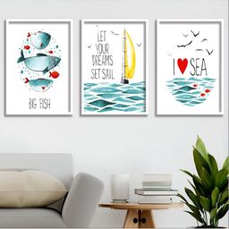 Aura White & Green 3 Piece Wood Abstract Wall Paintings-image-76