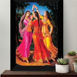 SAF Black & Pink Traditional Rajasthani Woman Printed Framed Wall Art-image-20
