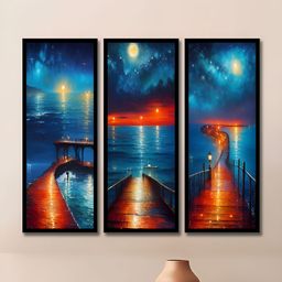 WENS Black & Blue 3 Pieces Other Painting Wall Art-image-68
