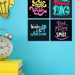 WENS Set of 4 Black and Pink Inspirational Quotes Wall Panels-image-94