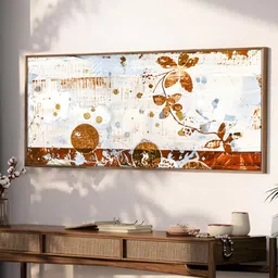 Art Street Gold-Toned & White 1 Piece Canvas Abstract Wall Paintings-image-20