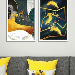SAF Grey & Blue 2 Pieces Abstract Painting Waterproof Wall Arts-image-78