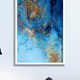SAF White & Blue Abstract Modern Art Framed Wall Art-image-6