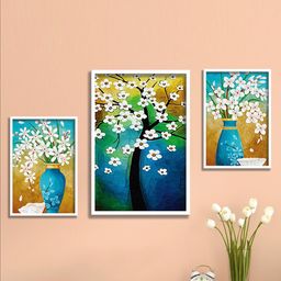 SAF Blue & White 3 Pieces Framed Wall Art-image-102