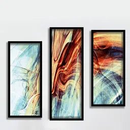 SAF Blue & Red 3 Pieces Abstract Painting Water Proof Wall Arts-image-97