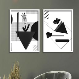 SAF 2 Pcs White and Black Abstract Wall Painting-image-19