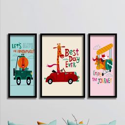 SAF Red & Orange 3-Pieces Printed Framed UV Coating Wall Art-image-31