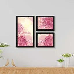 999Store Pink & White 3 Pieces Floral & Botanical Water Color Painting Wall Art-picture-26
