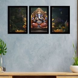 WENS Black & Blue 3 Pieces Synthetic Wooden Religious Paintings Wall Art-image-76
