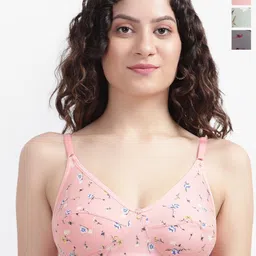Bruchi CLUB Pack Of 3 Floral Printed FullCoverage Cotton Everyday Bra With All Day Comfort-10