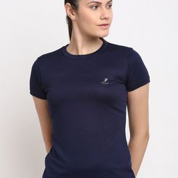 ARMISTO Women Navy Blue Dri-FIT Slim Fit Training or Gym T-shirt-image-94