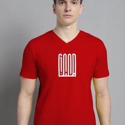 FBAR Typography Printed V-Neck Slim Fit Cotton T-shirt-image-5