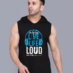 SLOWLORIS Men Typography Printed Hooded Slim Fit T-shirt-picture-16