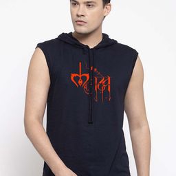Friskers Typogrphy Printed Sleeveless Hooded Slim Fit Pure Cotton T-shirt-image-61