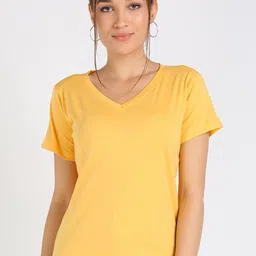 VAHSON V-Neck Pure Cotton Slim Fit T-shirt-image-80