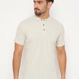 Duke Men Solid Mandarin Collar Cotton Slim Fit T-shirt-image-93