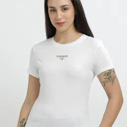 Tommy Hilfiger Women V-Neck Slim Fit T-shirt-image-95