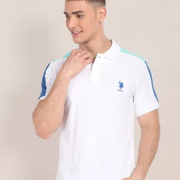 U.S. Polo Assn. Colourblocked Polo Collar Pure Cotton Slim Fit T-shirt-picture-50