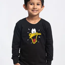 Friskers Boys Black Printed Applique Slim Fit T-shirt-51