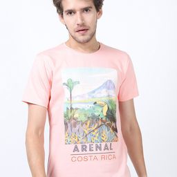 HIGHLANDER Men Pink Printed Slim Fit Cotton T-shirt-image-26
