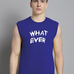 Friskers Typography Printed Sleeveless Pure Cotton Slim Fit T-shirt-image-33