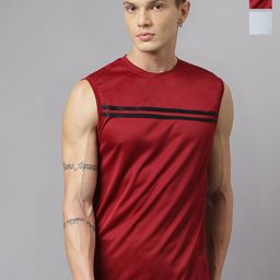 ATICX Pack Of 3 Slim Fit FlexDRY Sleeveless T-shirts-image-63