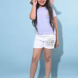 Crimsoune Club Girls Round Neck Short Sleeves Slim Fit Cotton T-shirt-image-1